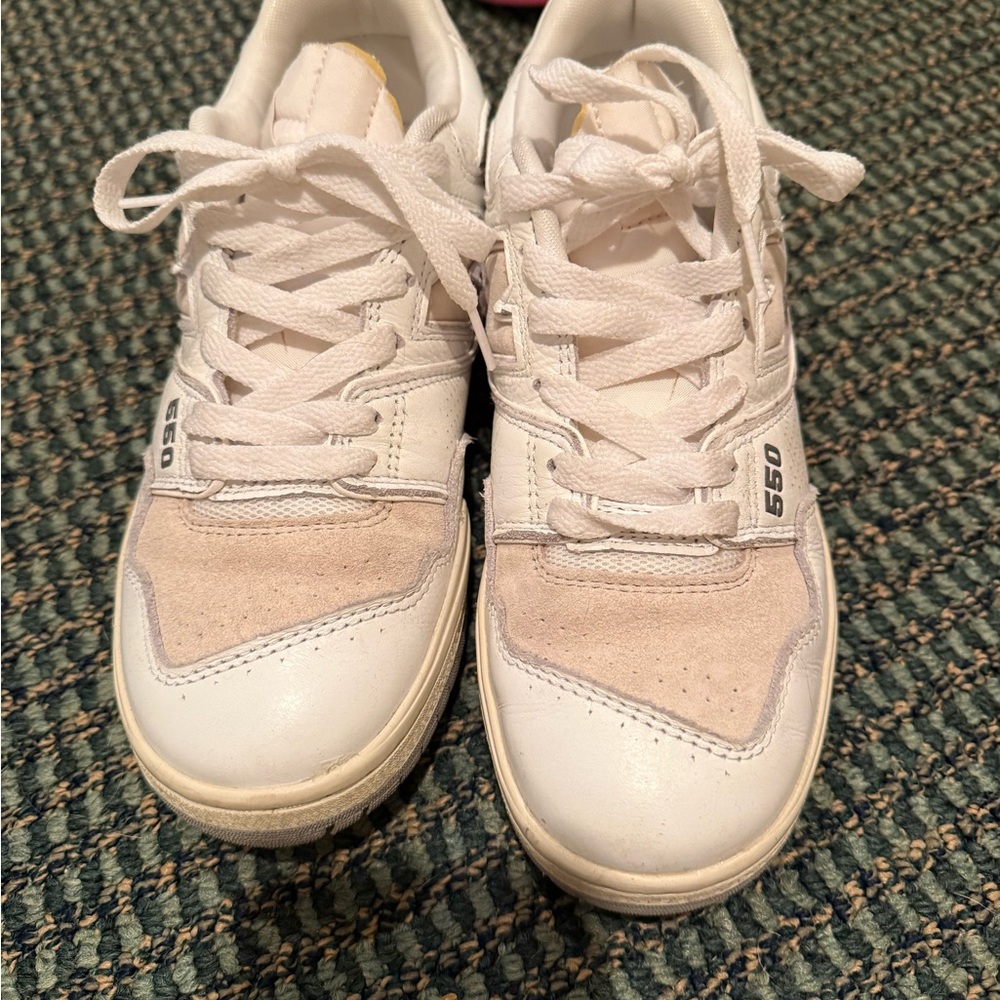 New Balance White and Cream Sneakers